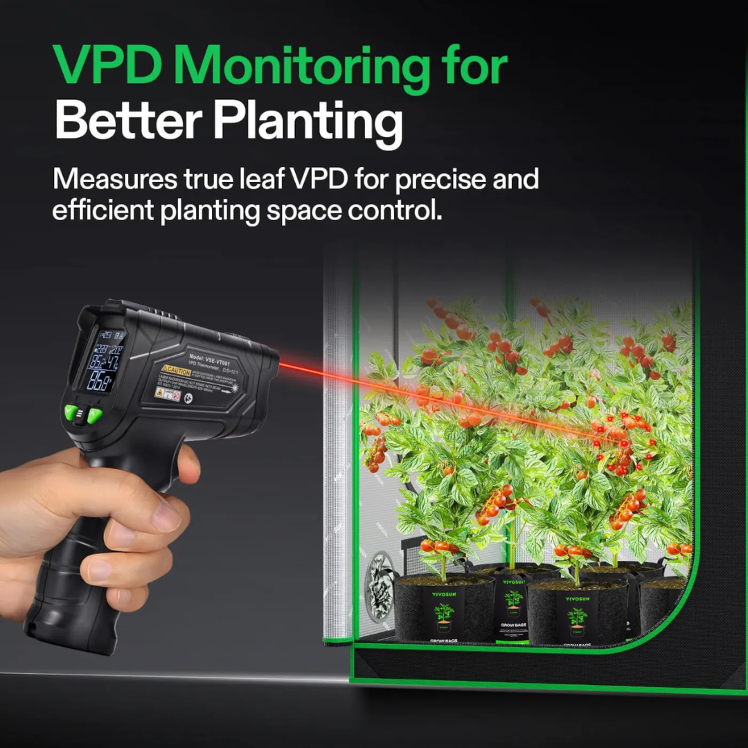 Vivosun VPD Thermometer, Handheld Environmental Monitor, Precision Infrared Laser Thermometer Gun with Adjustable Emissivity, Leaf VPD and Temperature Monitoring for Plants, Grow Tents, HVAC