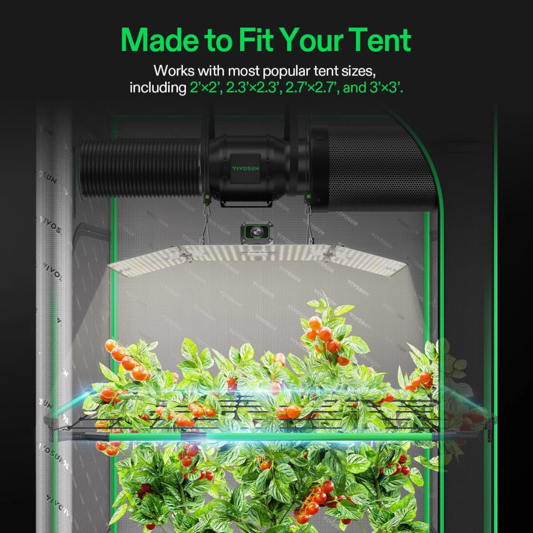 Vivosun Grow Tent High CFM Kit, Suitable for 2’×2’, 2.3’×2.3’, 2.7’×2.7’, and 3’×3’ Tents, 24"-36" Adjustable