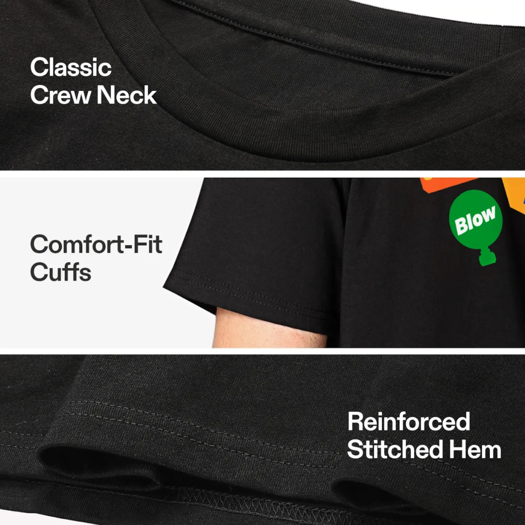 Vivosun 100% Cotton T-shirt, Black Crew Neck Tee with Front Logo & Plant-Inspired Back Graphic