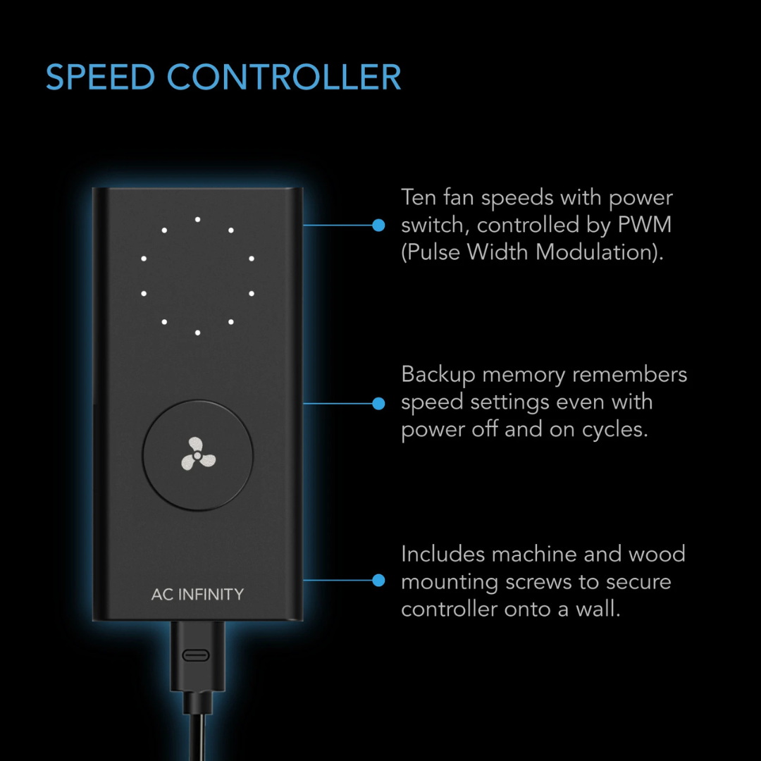 AC Infinity CLOUDLINE H4, Humidity-Proof Inline Fan 4" with Speed Controller