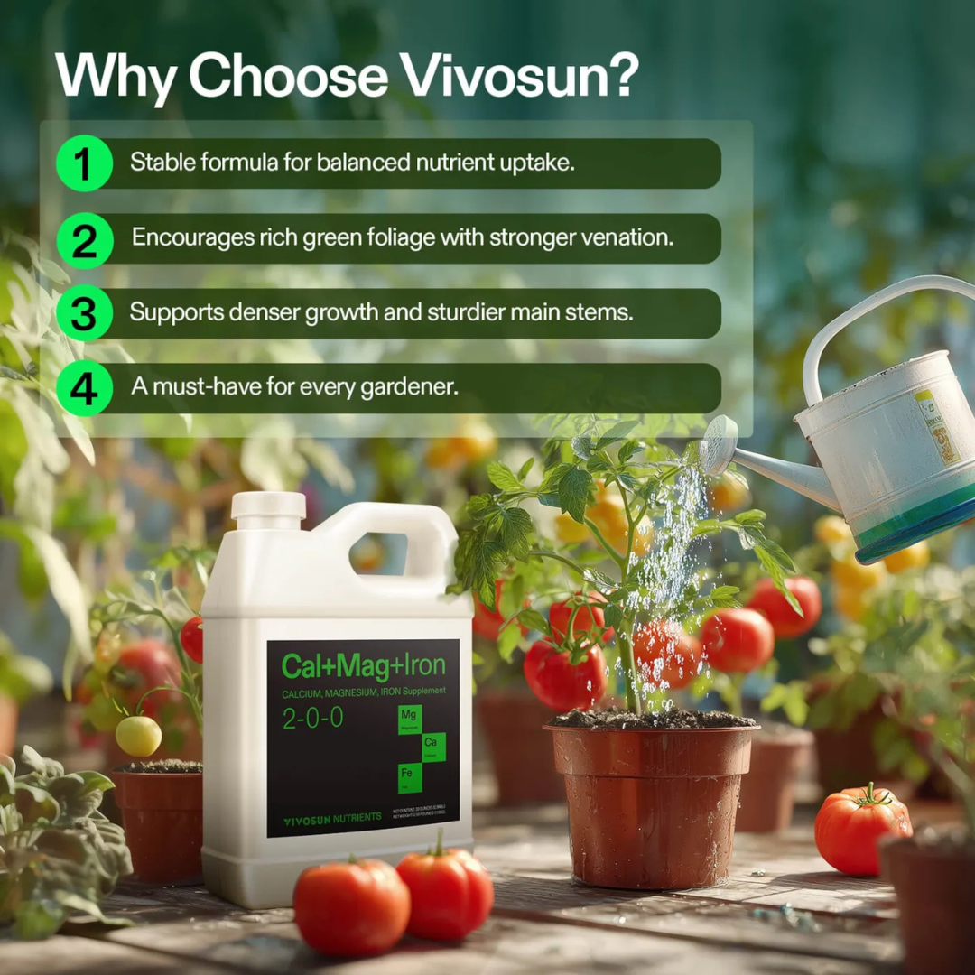 Vivosun Cal+Mag+Iron (2-0-0), Calcium, Magnesium & Iron Supplement, Liquid Nutrient Fertilizer for All Plants, 1 Quart