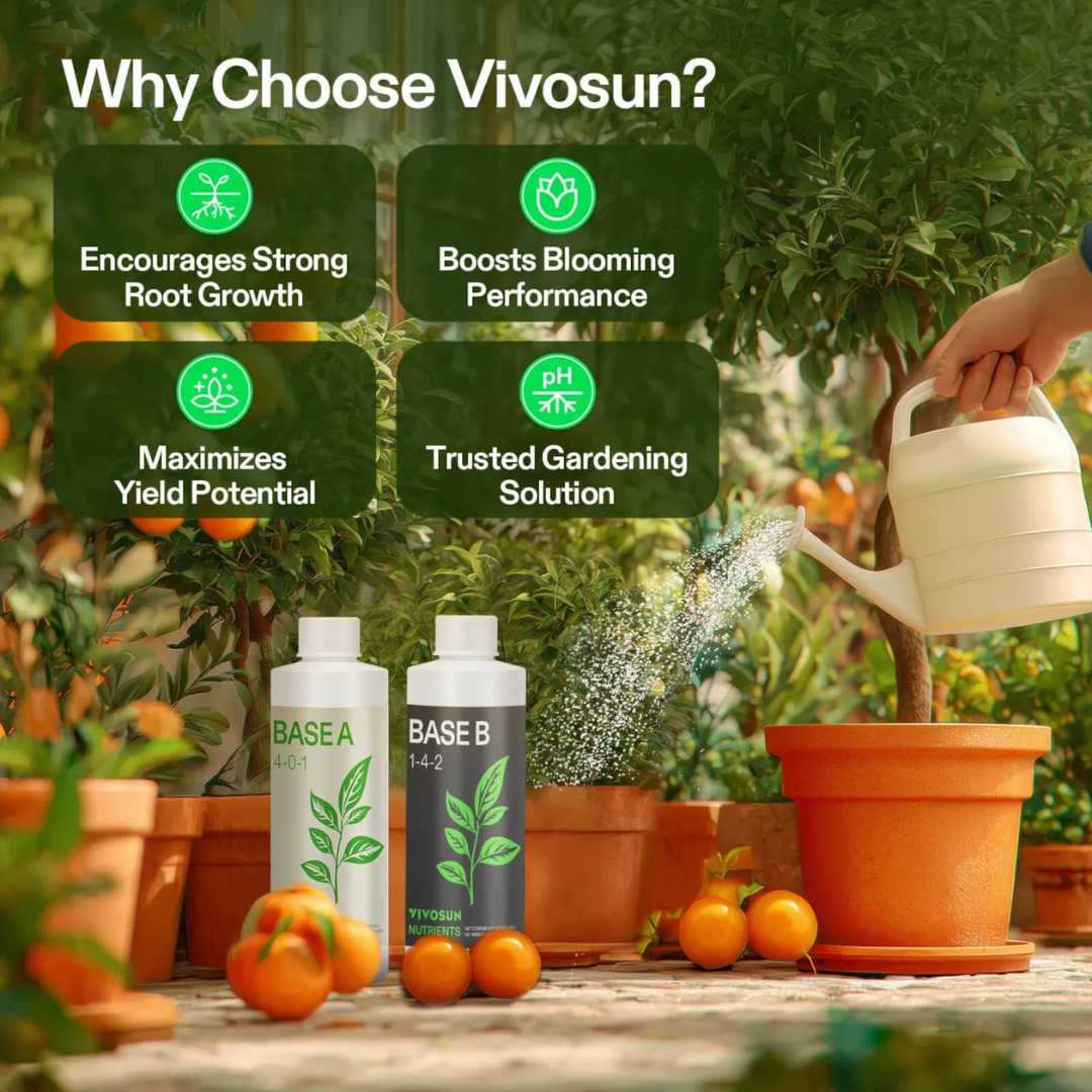 Vivosun Nutrients Base A & B Bundle, Liquid Fertilizer Supports Vegetative and Flowering Stage, 8oz