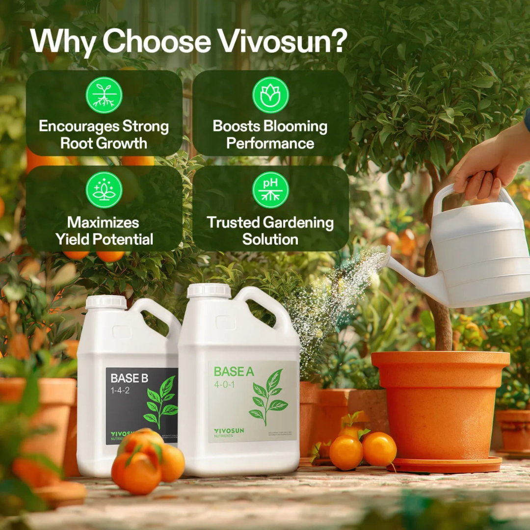 Vivosun Nutrients Base A & B Bundle, Liquid Fertilizer Supports Vegetative and Flowering Stage, 1 Gallon Each