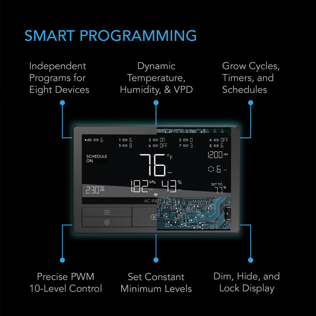 AC Infinity CONTROLLER 69 PRO+, Smart Climate Controller UIS 8-Port, with Temp Humidity VPD Sensor