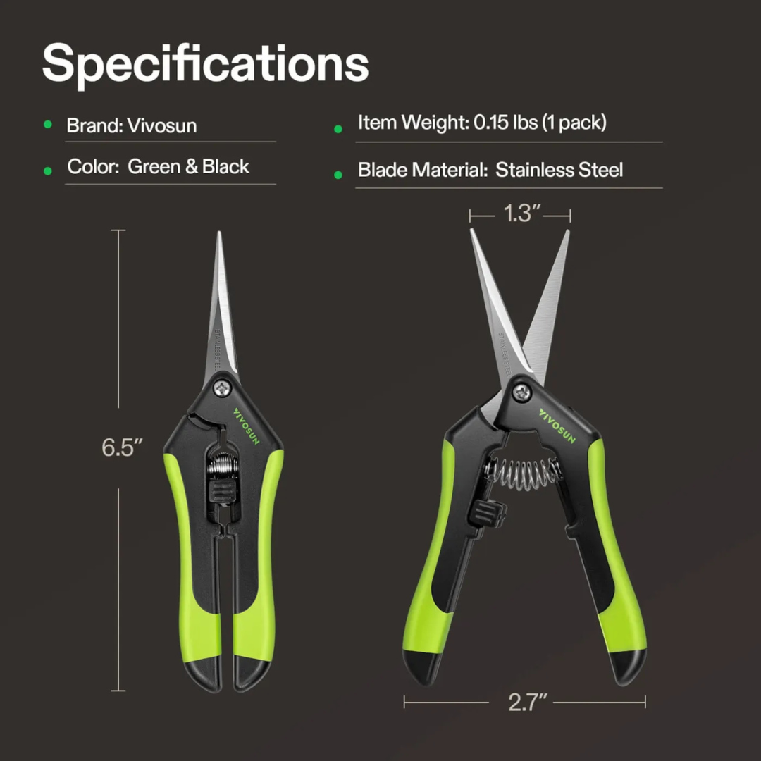 Vivosun Gardening Hand Pruner Pruning Shear with Straight Stainless Steel Blades, Black-and-Green