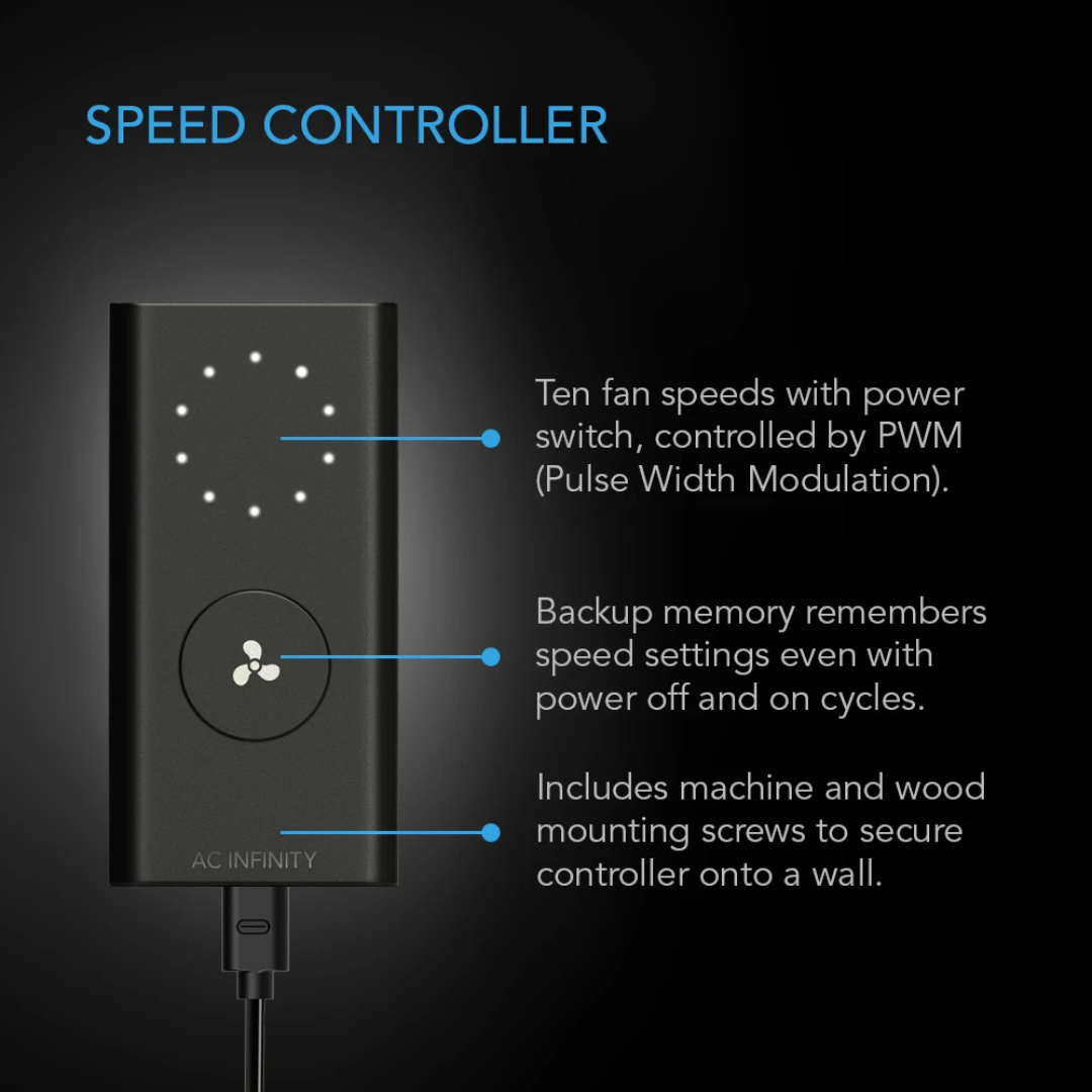 AC Infinity CLOUDLINE A4, Quiet Inline Fan 4" with Speed Controller