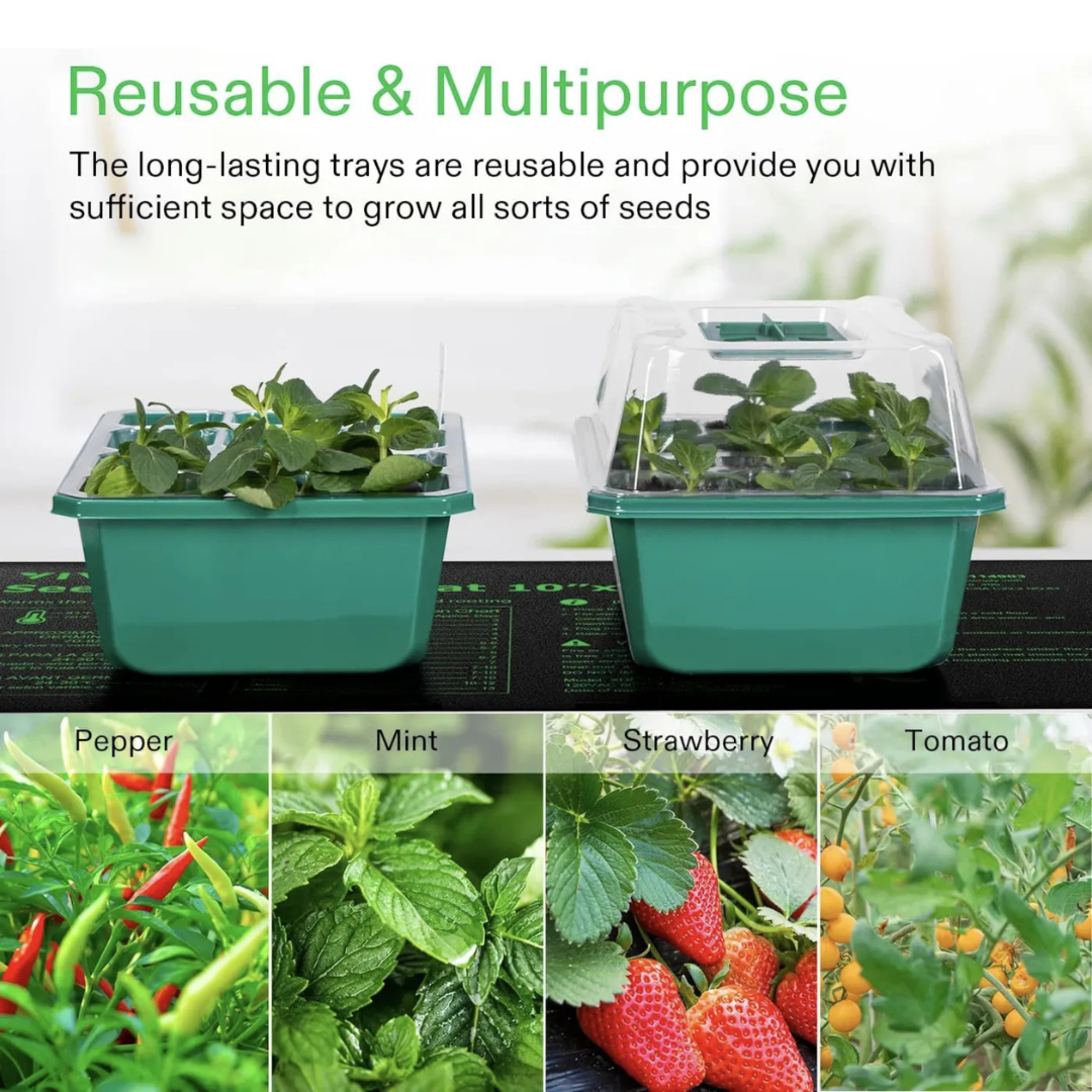 Vivosun 6-Pack Seed Starter Trays, 72-Cell Seed Starter Kit with Humidity Dome