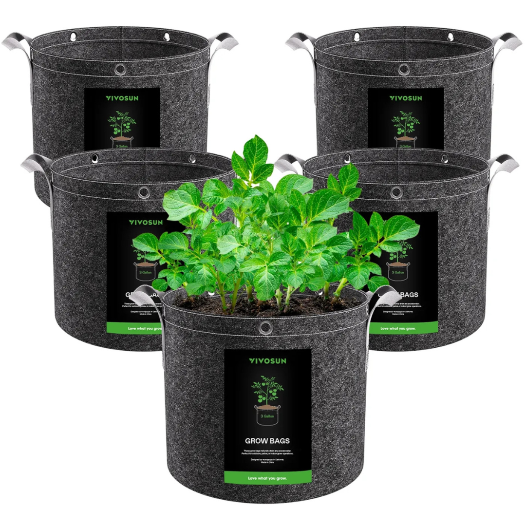 Vivosun Gallon Grow Bags 5-Pack Black Thickened Nonwoven Fabric Pots with Handles, Multi-Purpose Rings $18.99