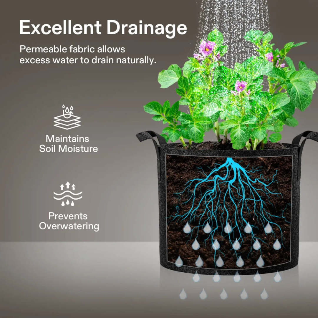 Vivosun 20-Pack 7 Gallon Grow Bags, Heavy Duty Thickened Nonwoven Fabric Pots with Handles for Flowers Fruits and Vegetables Black