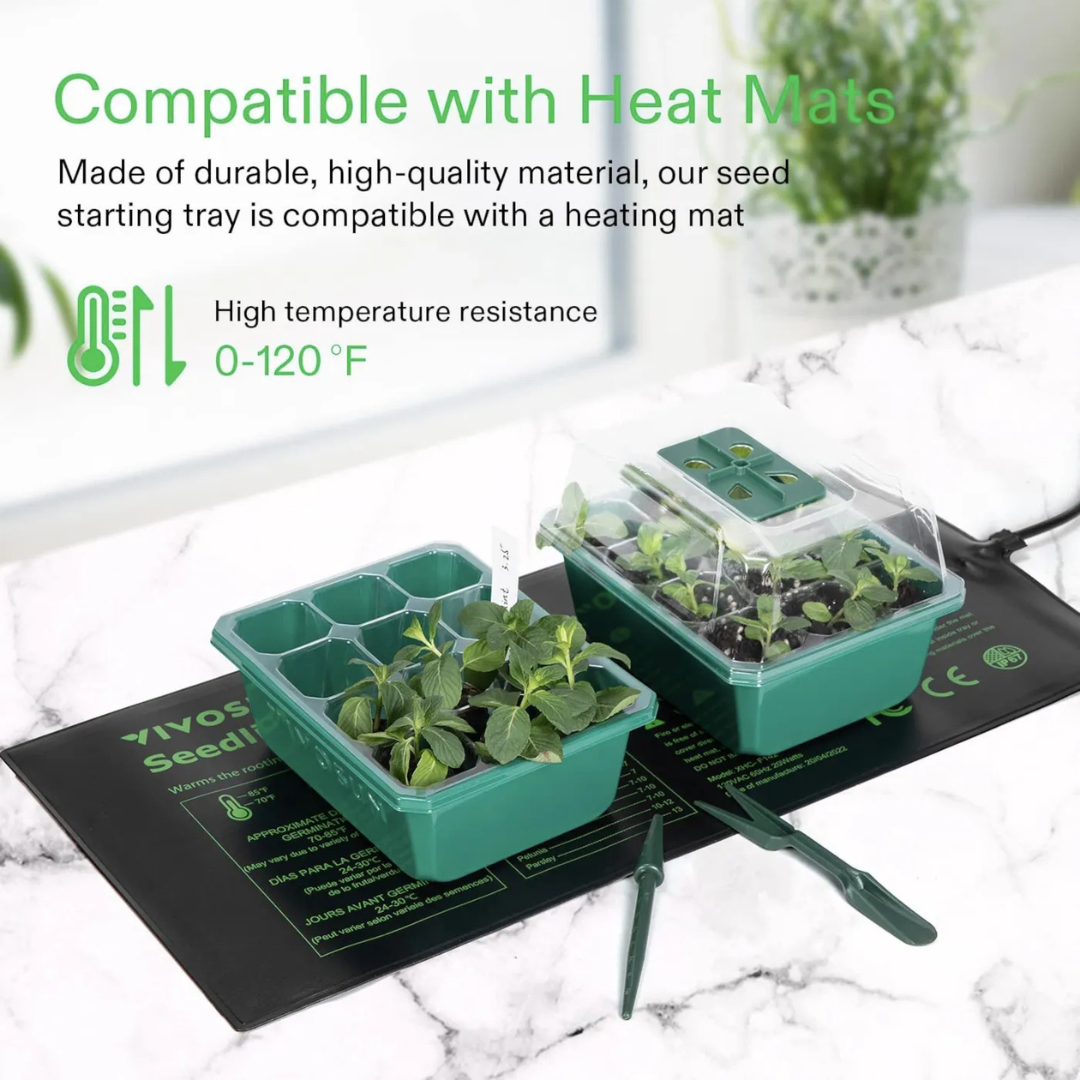 Vivosun 12-Pack Seed Starter Trays, 144-Cell Seed Starter Kit with Humidity Dome