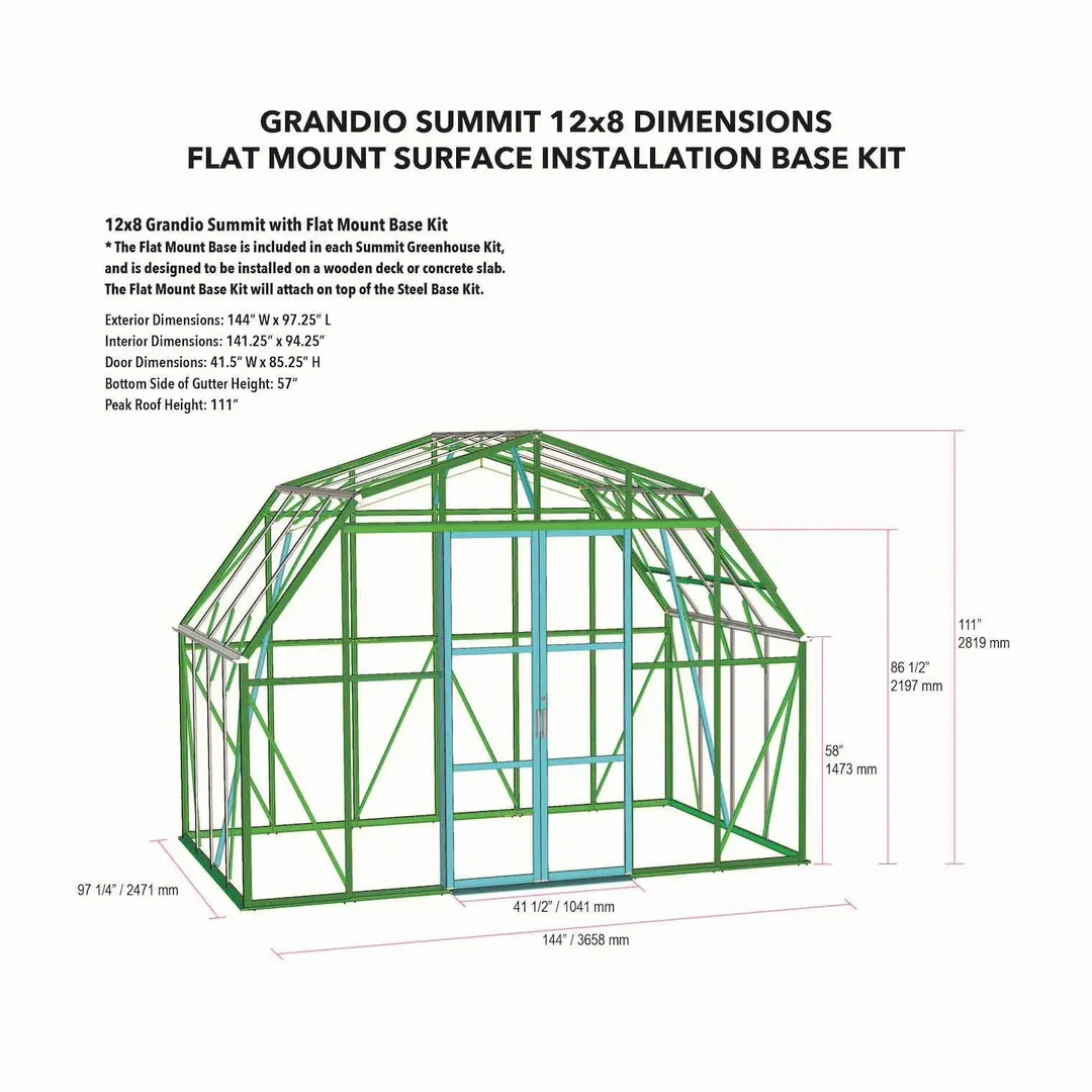 Grandio Summit 12x8 Greenhouse Kit