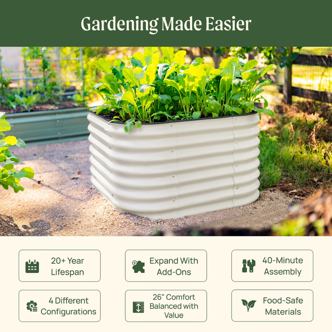 Vego 26" Tall 4 In 1 Small Modular Metal Raised Garden Bed Kit