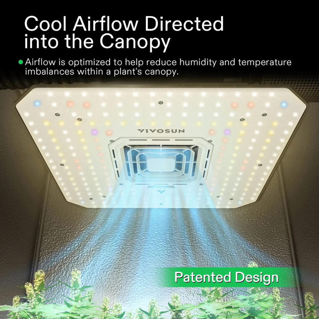 Vivosun AeroLight A100 Tunable Spectrum LED Grow Light 100W, with Integrated Circulation Fan, Compatible with APP, 2 x 2 Ft. Coverage