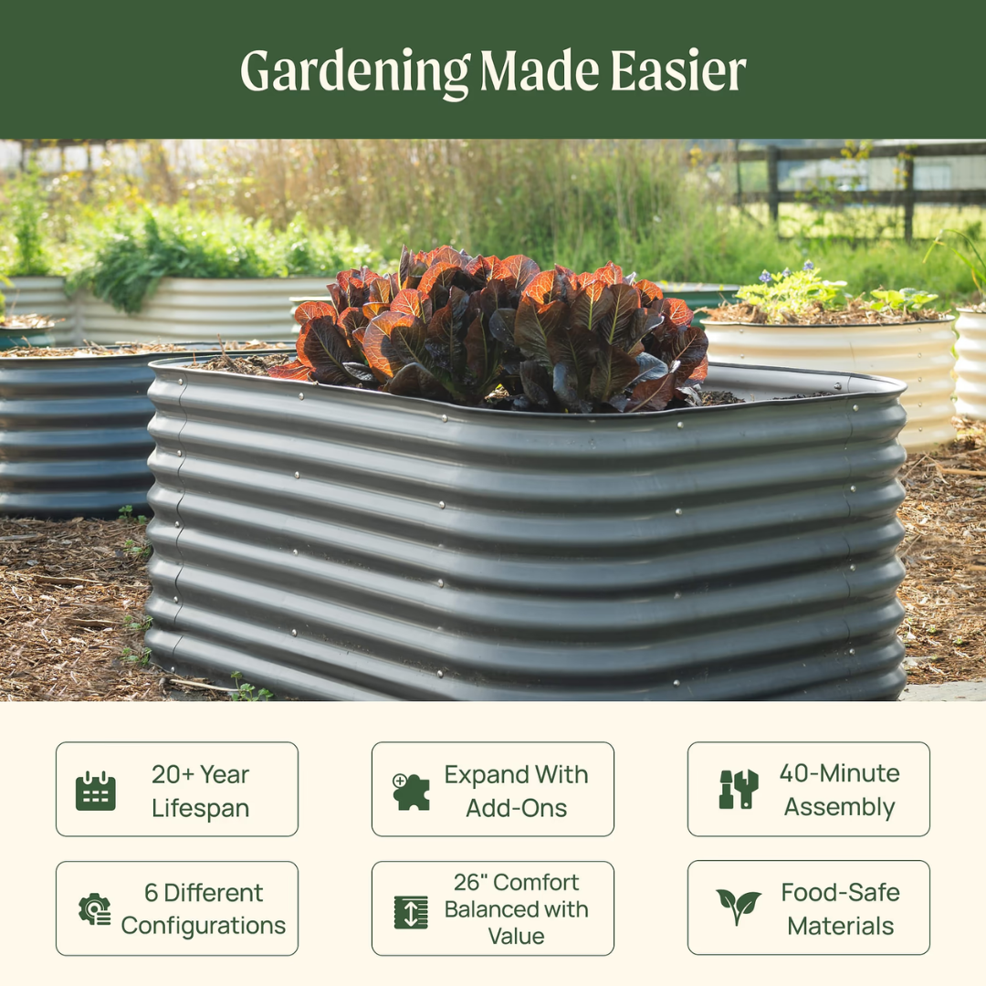 Vego 26" Tall 6 In 1 Medium Modular Metal Raised Garden Bed Kit