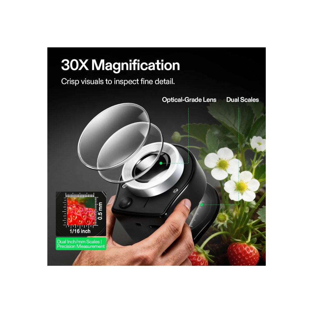 Vivosun 30X Rechargeable Loupe Magnifier with Optical Glass Lens and Lights