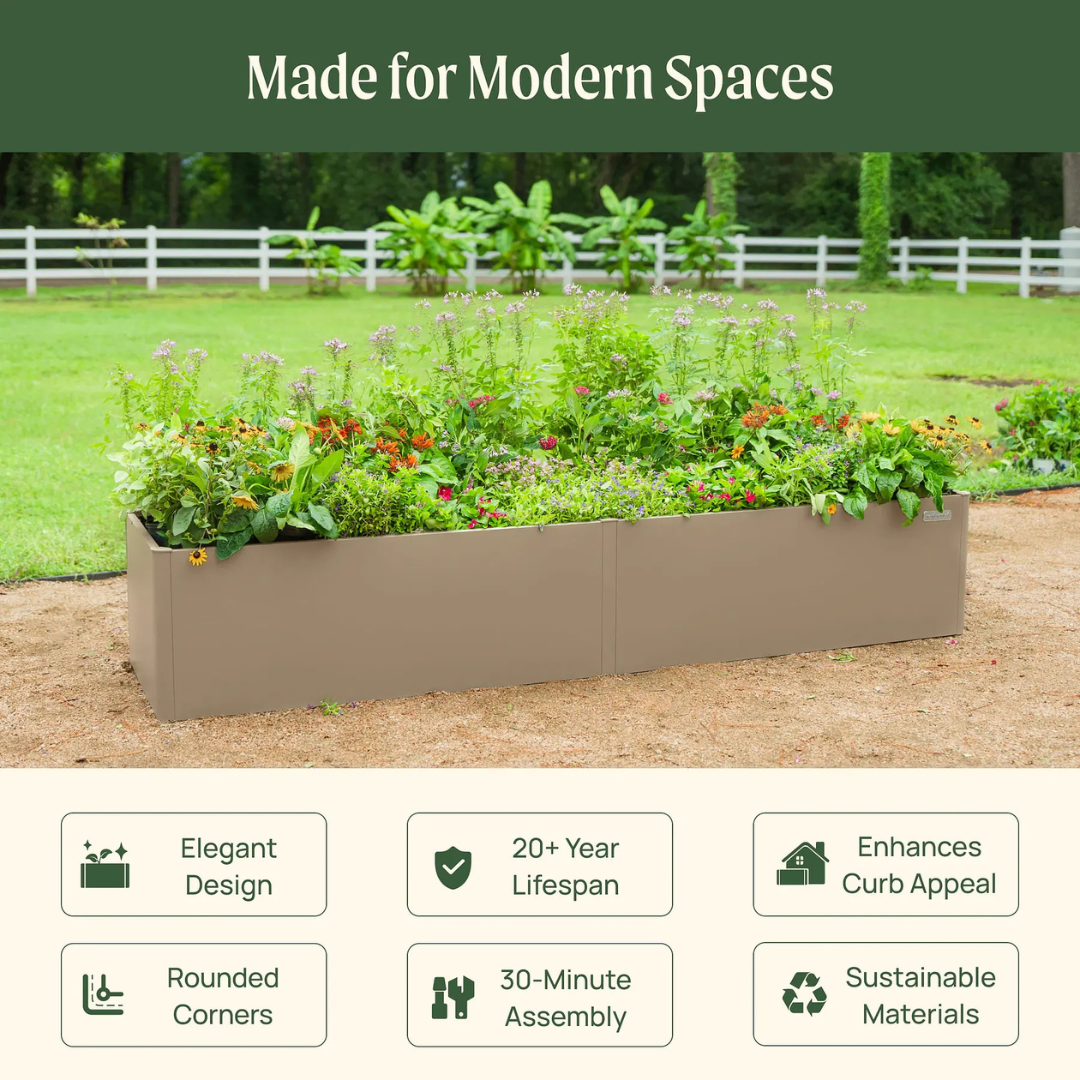 Vego 17" Tall Modern 2' x 8' Metal Raised Garden Bed
