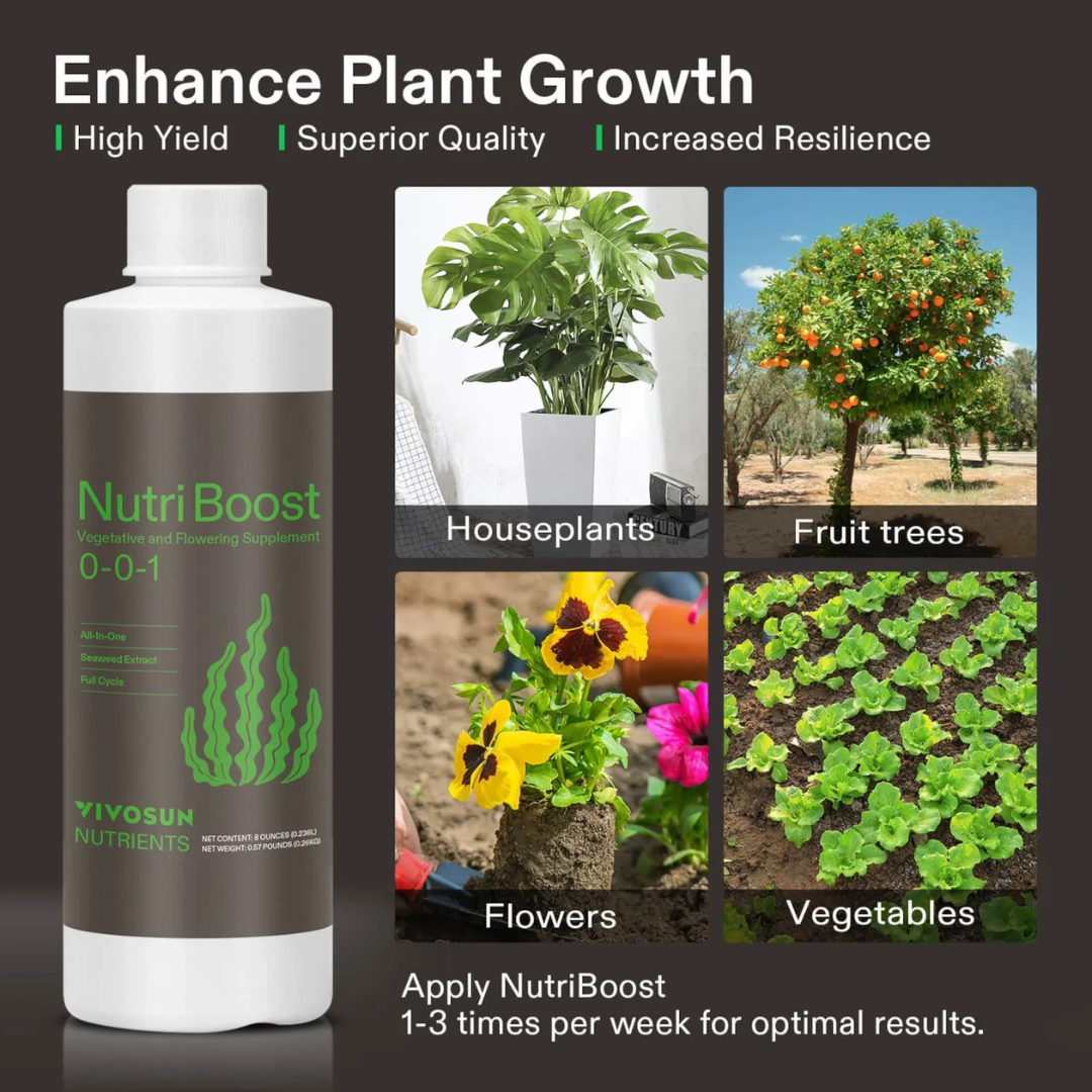 Vivosun NutriBoost (0-0-1), All-Purpose Liquid Fertilizer for All Growing Stages, 8oz