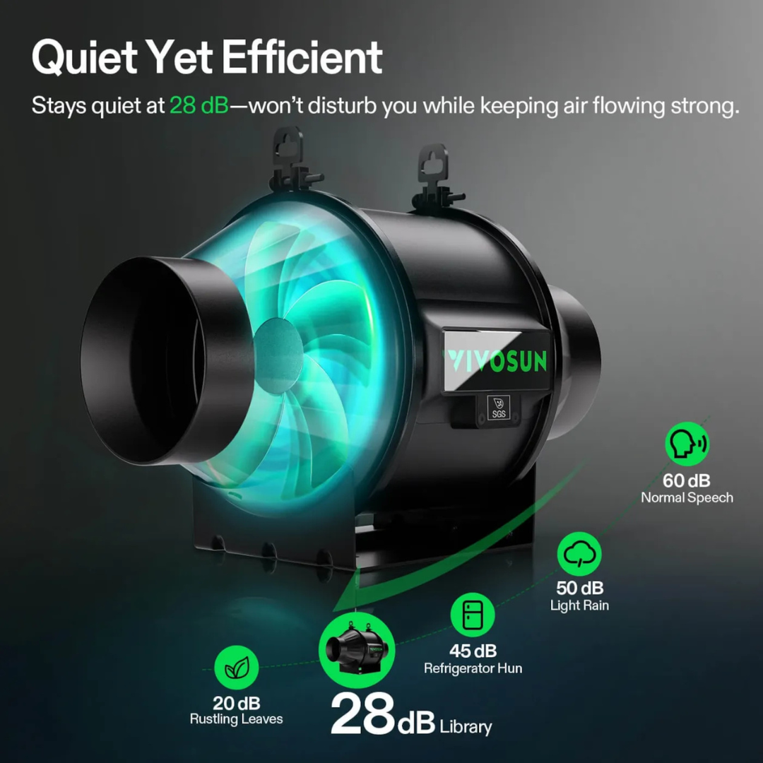 Vivosun AeroZesh T4 Inline Fan 4″ with E12 Speed Controller, PWM-Controlled EC Fan for Grow Tent Ventilation