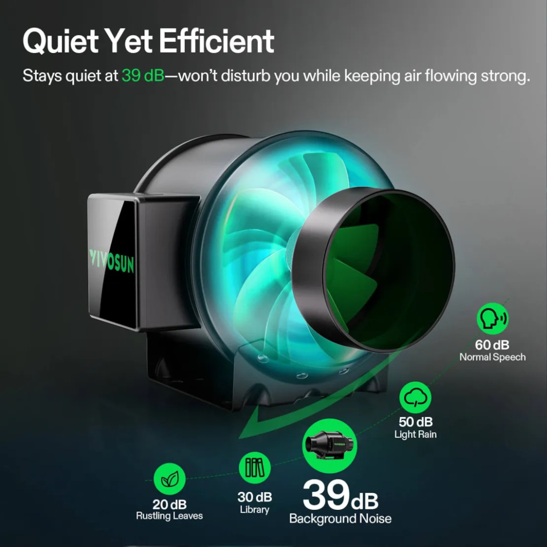 Vivosun AeroZesh G4 Inline Fan 4″ with E12 Speed Controller, PWM-Controlled EC Fan for Grow Tent Ventilation