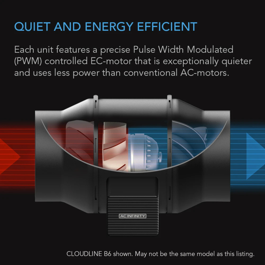 AC Infinity CLOUDLINE A6, Quiet Inline Fan 6" with Speed Controller