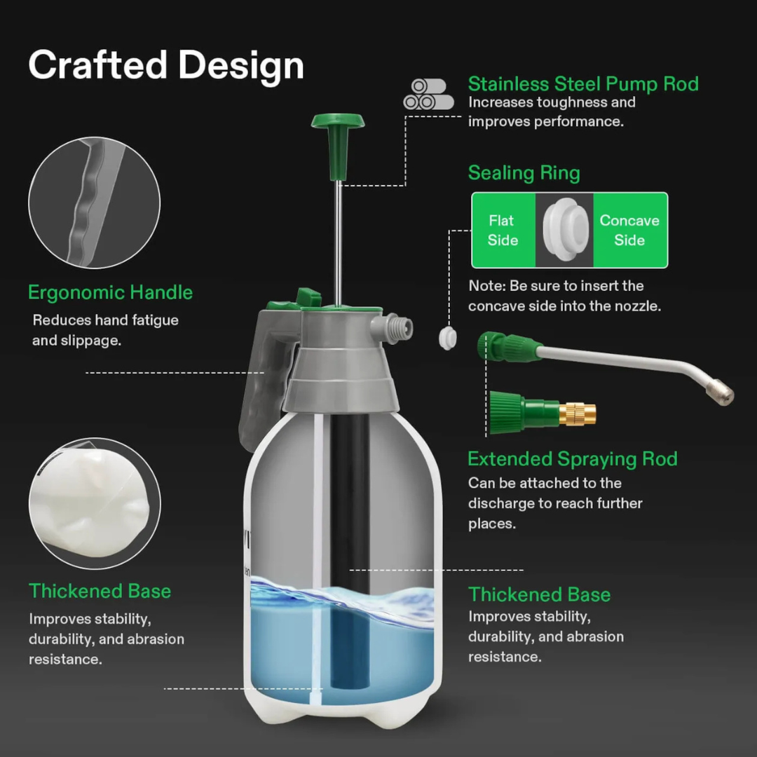 Vivosun 0.5Gal Handheld Garden Sprayer, 2L Pump Sprayer, 68 Oz Water Spray Bottle with Safety Valve
