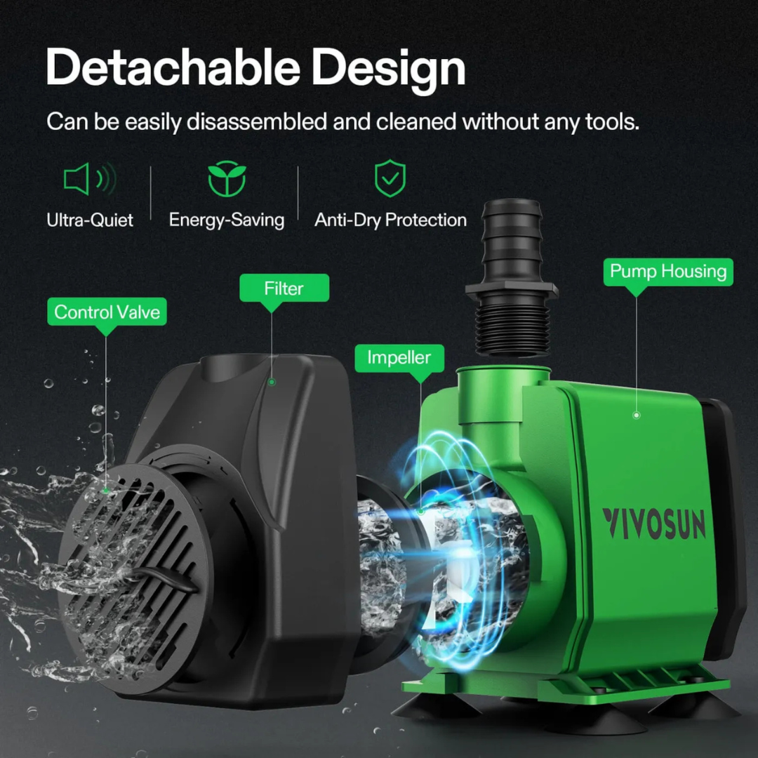 Vivosun 800GPH Submersible Pump(3000L/H, 24W)