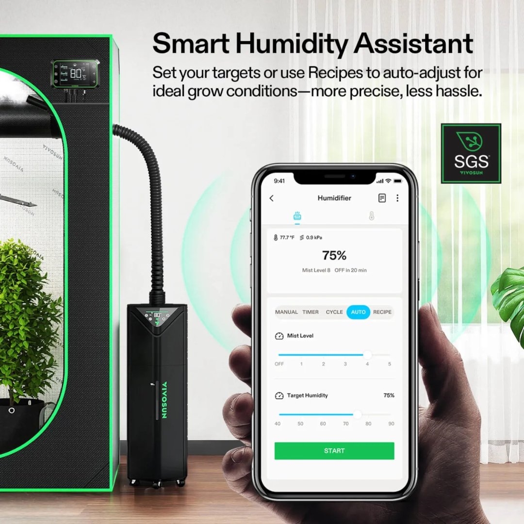 Vivosun AeroStream H19 Intelligent Environmental 19L Humidifier with Temp & Humidity Probe, Designed Specifically for Use with Grow Tents