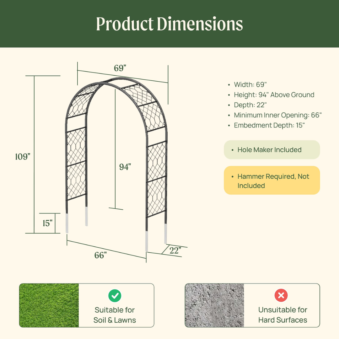 Vego Round Garden Arch - Lattice Frame