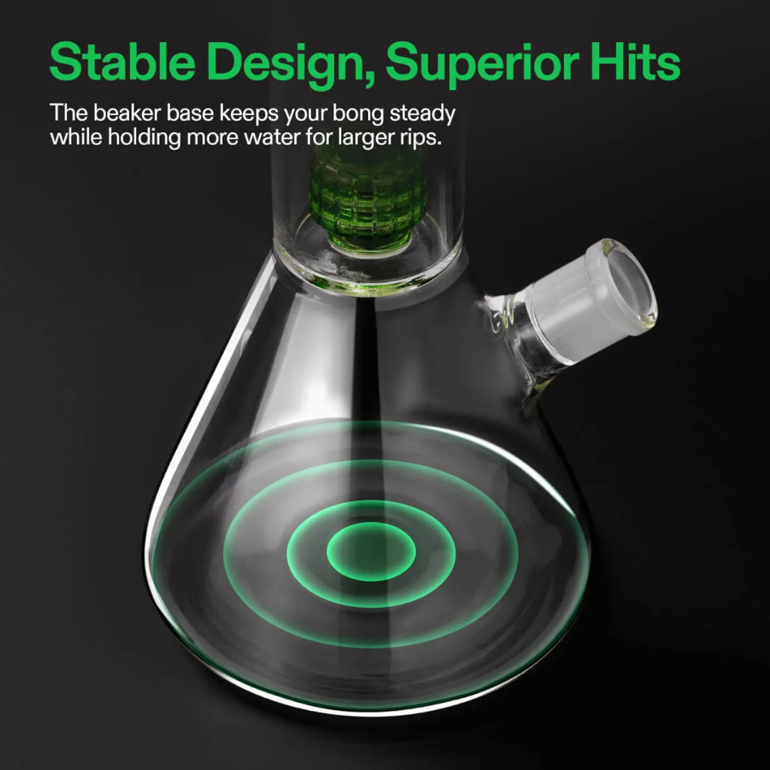 Vivosun Classic Beaker Bong – Sleek Glass Water Pipe with Dual Filtration & Ice Catcher