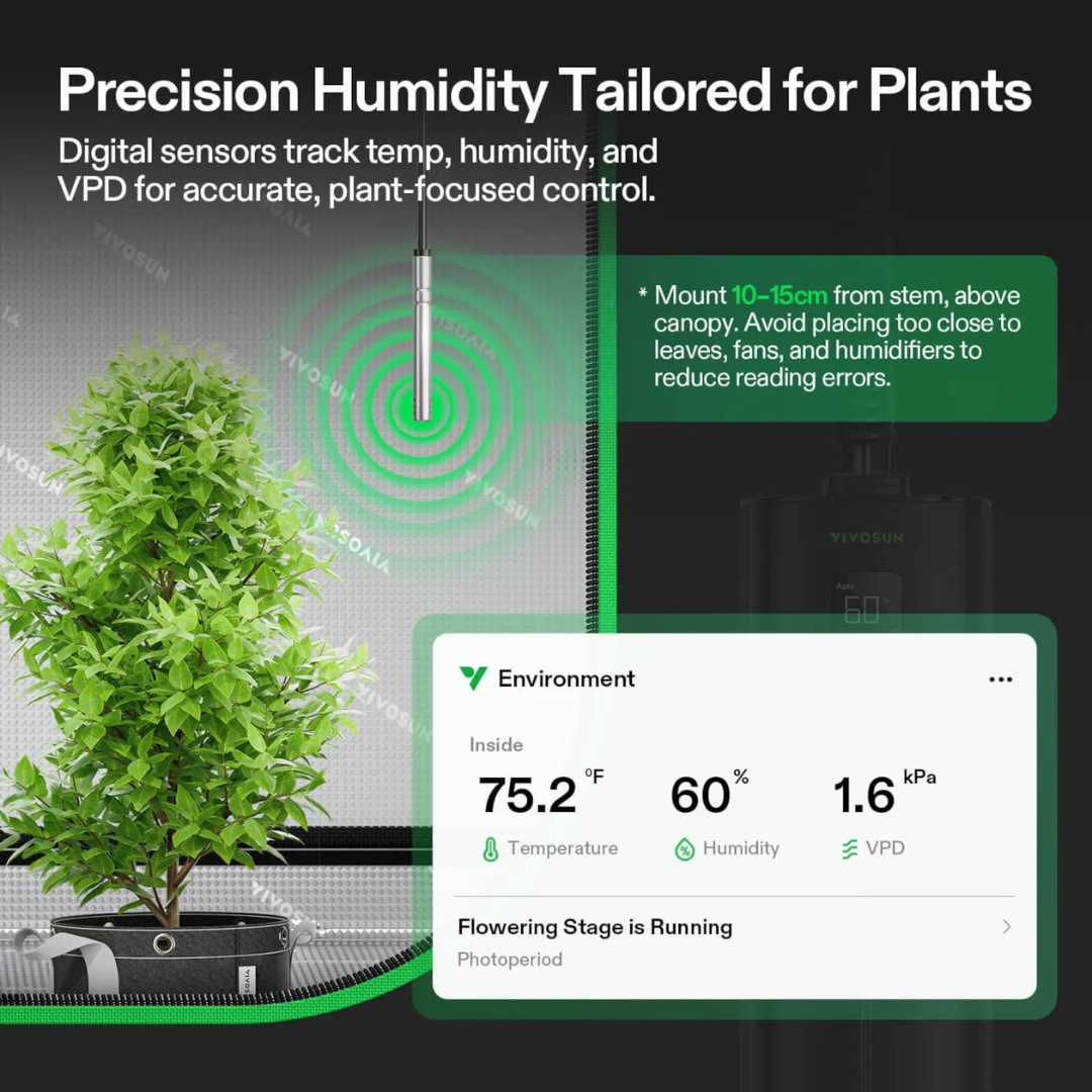 Vivosun AeroStream H09 Intelligent Wi-Fi Humidifier, 2.38 Gal / 9 L Humidifier with Temp & Humidity Probe, Smart Remote Control, Designed for Growers