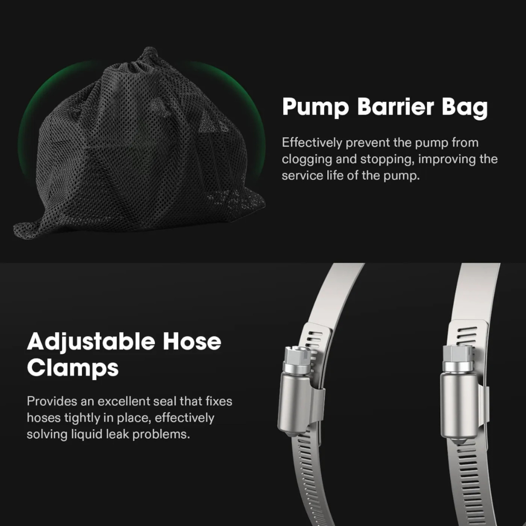 Vivosun 3700 GPH Submersible Water Pump with Barrier Bag, 300W