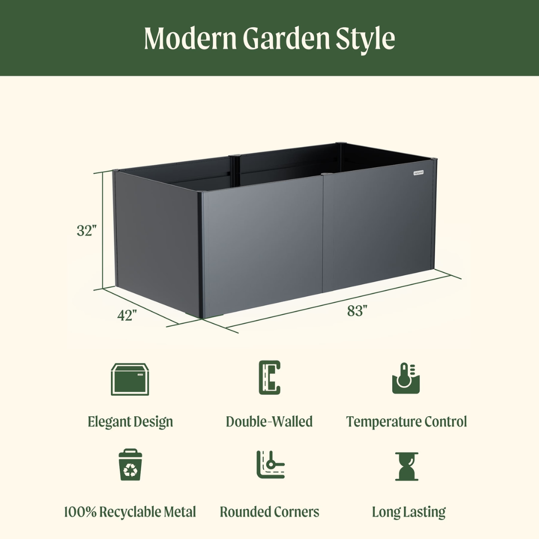 Vego 32" Extra Tall Modern Pro 42" x 83" Metal Raised Garden Bed