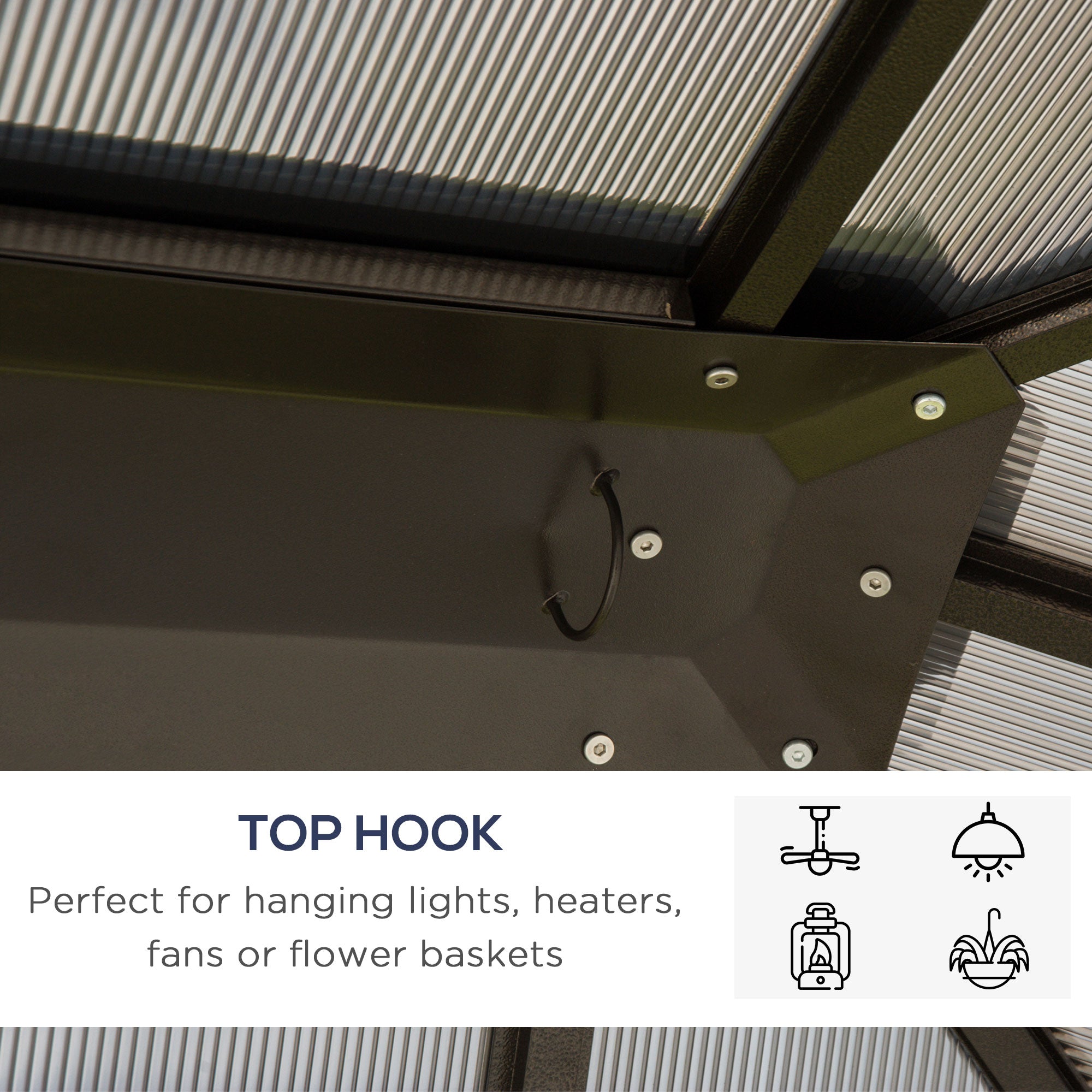 10' x 12' Hardtop Gazebo Canopy with Polycarbonate Roof, Aluminum Frame, Permanent Pavilion Outdoor - View 5
