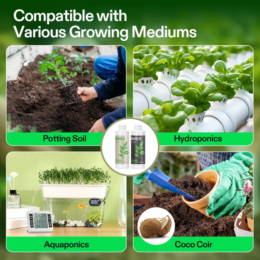 Vivosun Nutrients Base A & B Bundle, Liquid Fertilizer Supports Vegetative and Flowering Stage, 8oz
