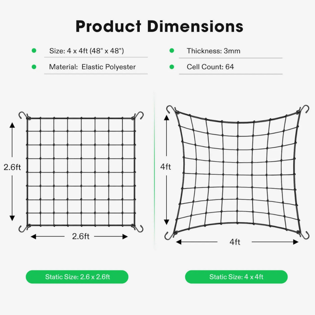 Vivosun 4 x 4Ft. Elastic Trellis Netting with 4 Hooks