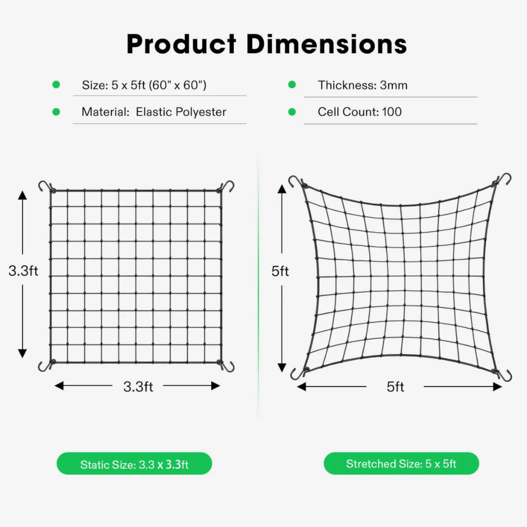 Vivosun 5 x 5Ft. Elastic Trellis Netting with 4 Hooks