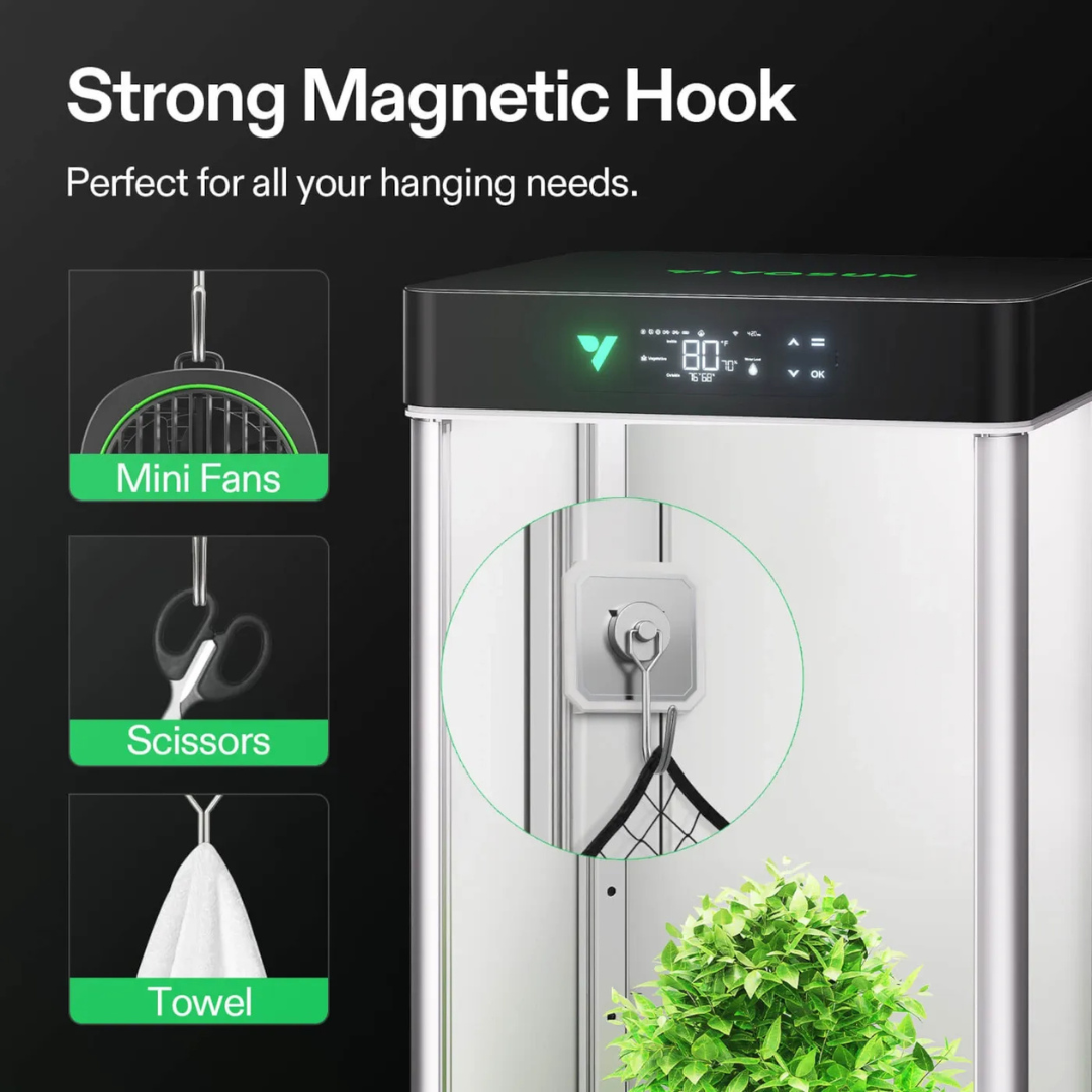 Vivosun Add-on Base & Magnetic Hook for VGrow Smart Grow Box, 4 Sets