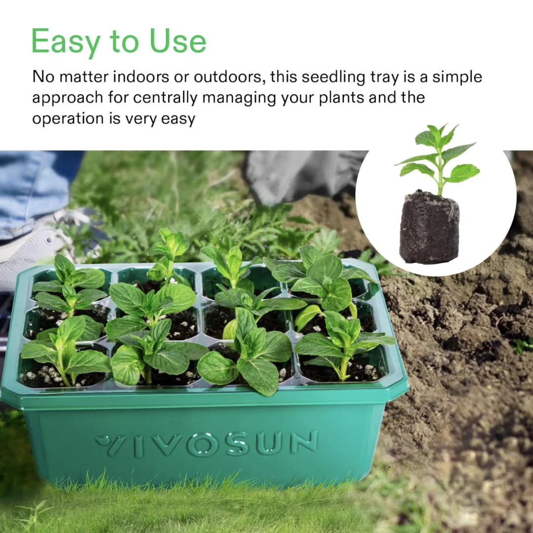 Vivosun 12-Pack Seed Starter Trays, 144-Cell Seed Starter Kit with Humidity Dome