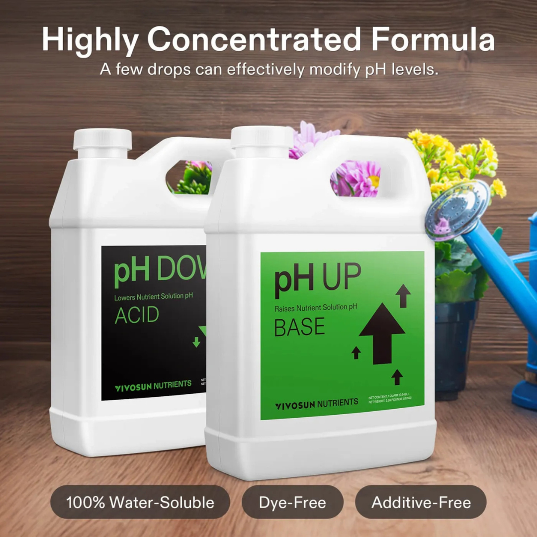 Vivosun pH Up & pH Down Kit, Liquid Fertilizer for All Plants and All Growing Systems, 1 Quart Each