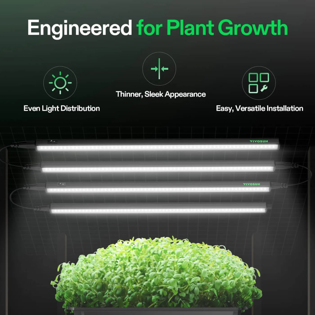 Vivosun T5 Grow Lights for Indoor Plants, 5000K Full Spectrum LED Plant Light Strip with Timer & Dimming Controller for Seed Starting