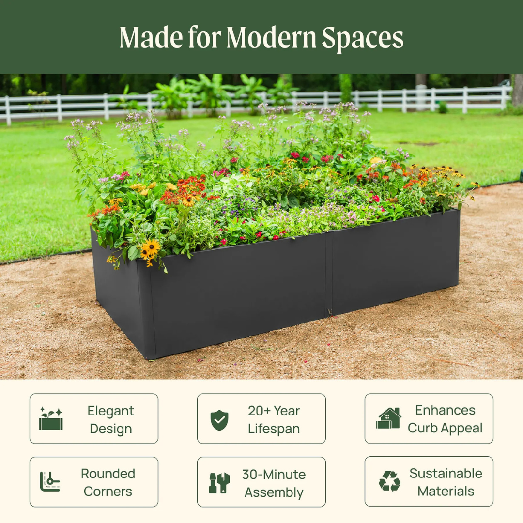 Vego 17" Tall Modern 3' x 6' Metal Raised Garden Bed
