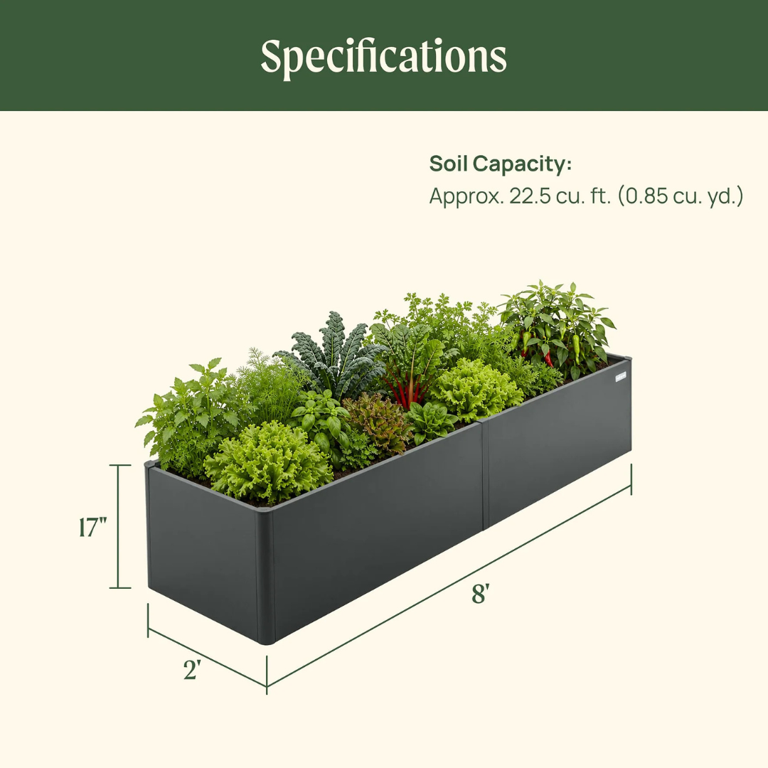 Vego 17" Tall Modern 2' x 8' Metal Raised Garden Bed