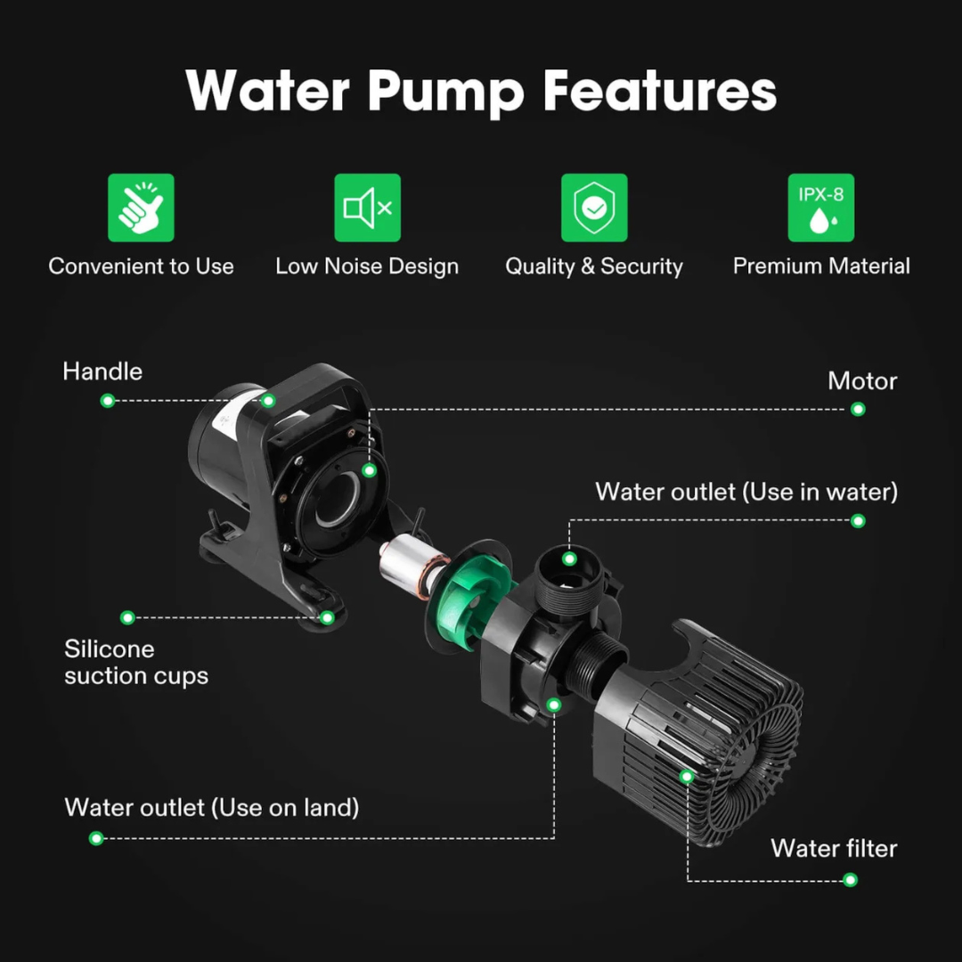 Vivosun 2600 GPH Submersible Water Pump with Barrier Bag, 200W