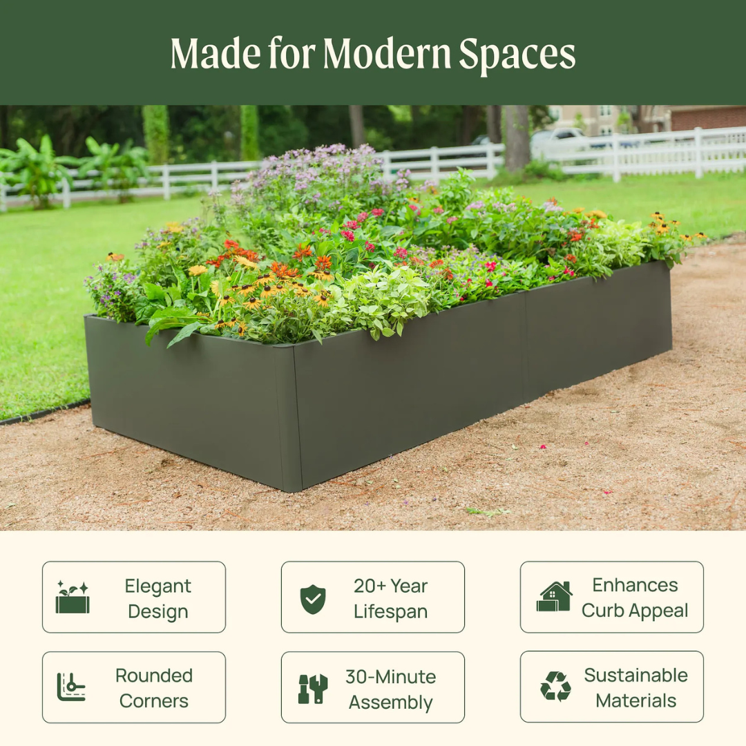Vego 17" Tall Modern 4' x 8' Metal Raised Garden Bed