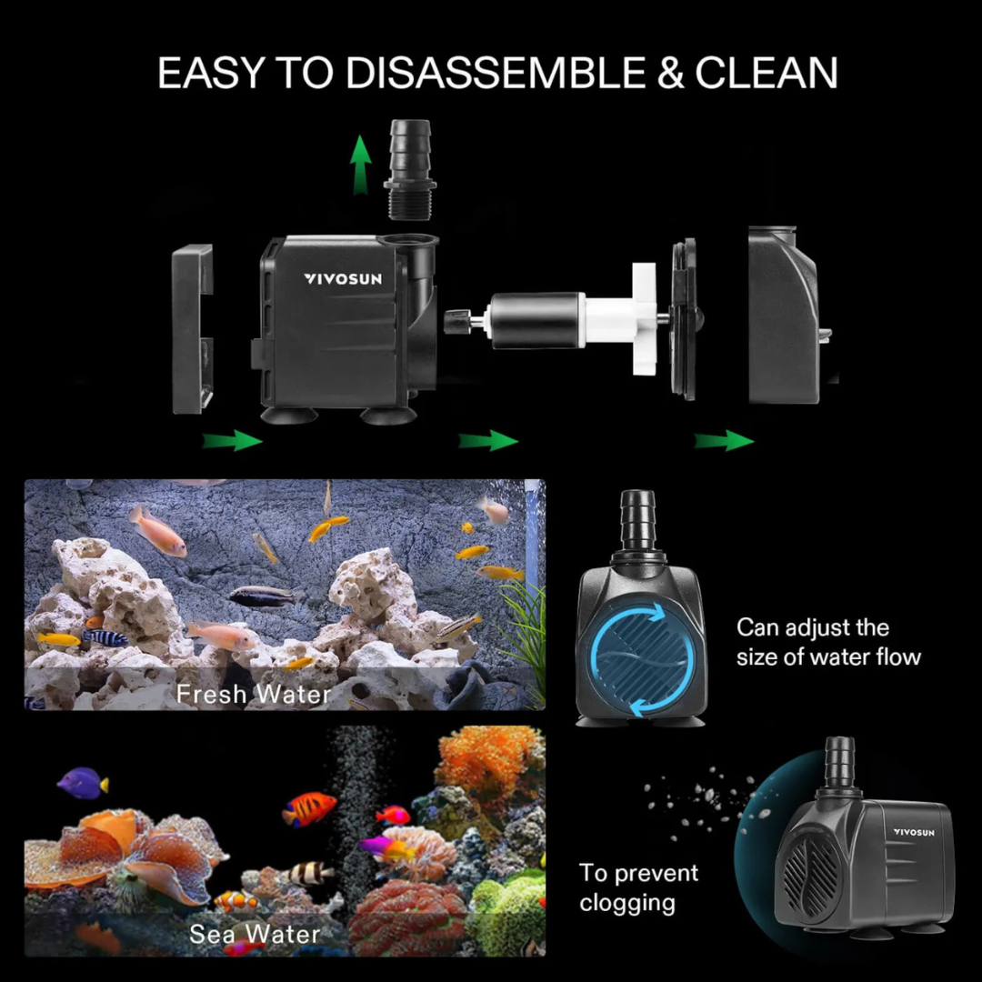 Vivosun 480GPH Submersible Pump, Ultra Quiet Water Pump