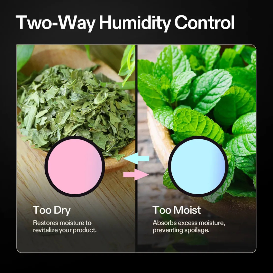 Vivosun 62% RH Two-Way Humidity Control Packs, 10 Packs, Each for Storing 1 oz, Moisture Balancer with RH Indicator Card for Food & Herb Storage