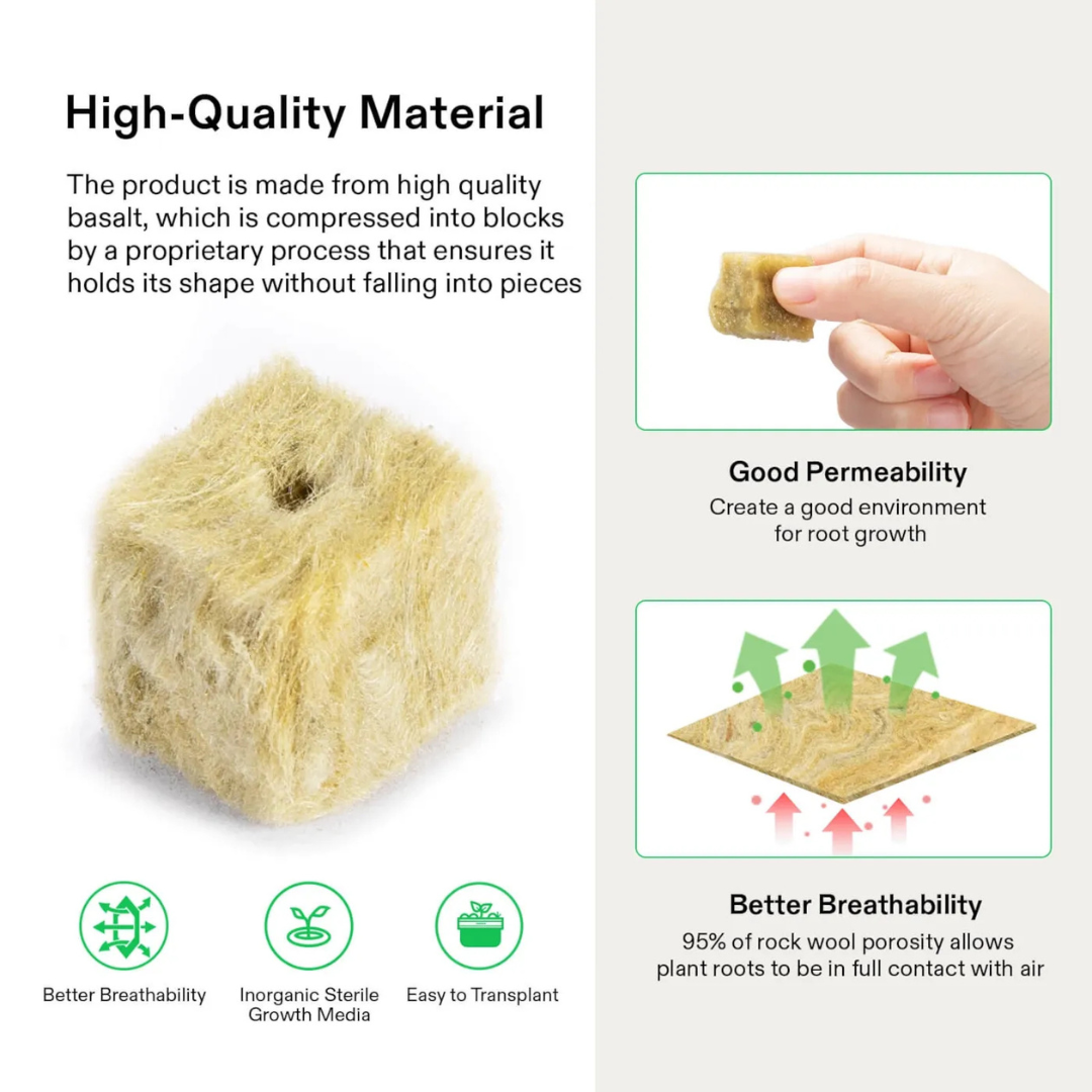 Vivosun 1" Rockwool Grow Cubes, 4 Sheets of 200 Plugs
