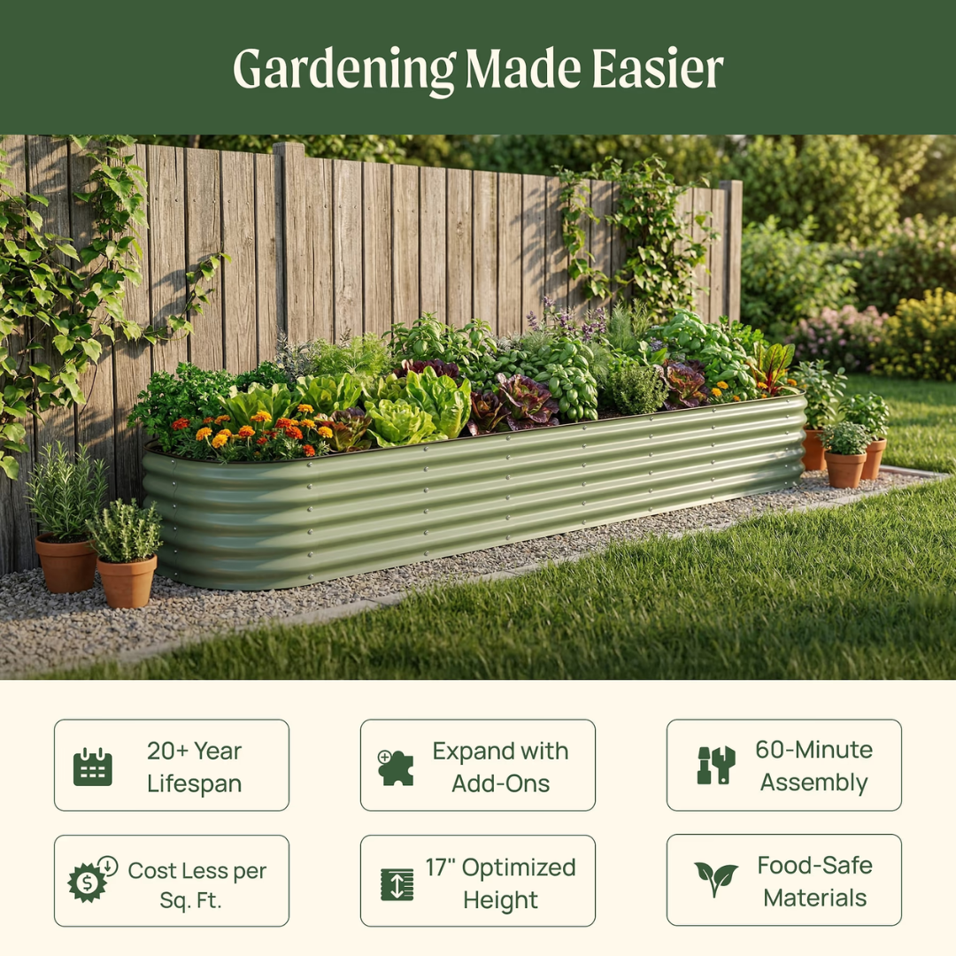 Vego 17" Tall X In 1 Giant Modular Metal Raised Garden Bed Kit