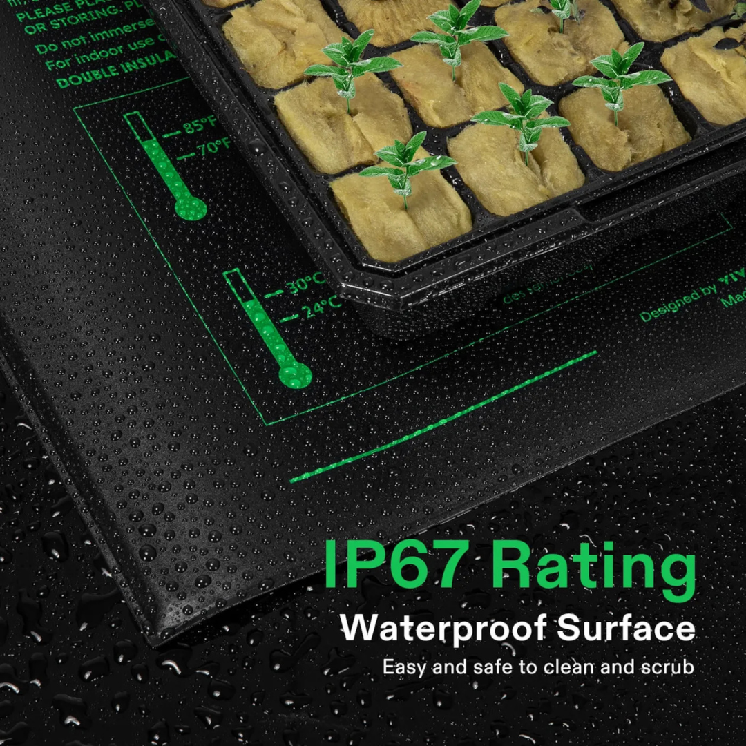 Vivosun Seedling Heat Mat with Dual Digital Display Thermostat, 20" x 20.75" Black Warm Hydroponic Heating Pad for Seed Germination
