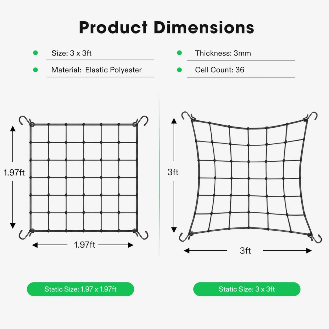 Vivosun 3 x 3Ft. Elastic Trellis Netting with 4 Hooks